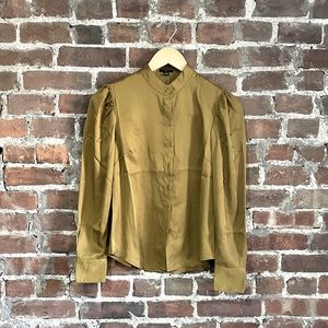 NWT Ann Taylor Petite Puff Blouse Warm Honey 0P